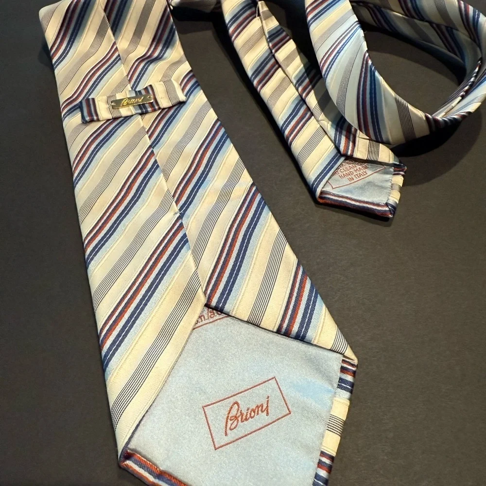 Brioni Multicolor Striped Silk Tie with Brioni metal tag
